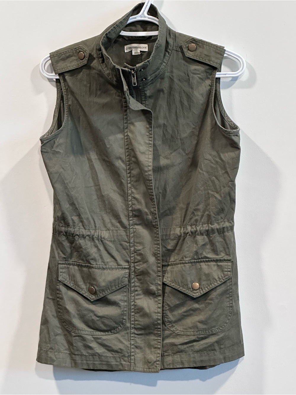 Warehouse Olive Utility Sleeveless Vest